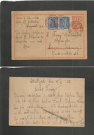 Germany 1921-4. 1922 (15 Febr) Stuttgart - Switzerland, Spengler. 40 Pf + 5 Pf Stat Card + 2 Adtls Incl Germania. VF. - Other & Unclassified