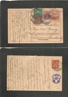 Germany 1921-4. 1922 (9 May) Berlin - Switzerland, Rugliana, Lugano. Multifkd Stat Card Spf + 10 Pf Orange Incl Germany  - Altri & Non Classificati