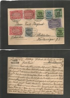 Germany 1921-4. 1923 (20 Sept) Schwerin - Sweden, Stockholm. Multifkd Private Card + Mixed Issues / Ovptd. VF. - Andere & Zonder Classificatie