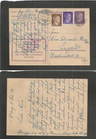 Germany - Xx. 1943 (4 Nov) Heidelberg - Switzerland, Luzern. 6m Lilac Stat Card + 2 Adtls. Hitlar, Tied Cds + Censor. Sl - Autres & Non Classés