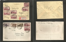 Sarre. 1927-31. Two Multifkd Envelopes To Switzerland. One Is Registered. VF Pair. - Andere & Zonder Classificatie