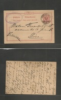 German Levant. 1892 (15 March) Constantinople - France, Nice. 20 Para Ovptd Eagle Stat Card. Steamship Agents Oval Cache - Autres & Non Classés
