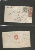 Great Britain. 1880 (Dec 9) Liverpool - Germany, Leipzig, Saxony (11 Dec) Multifkd Env 1/2d Green + 1d Brown Pair, Cds.  - Andere & Zonder Classificatie