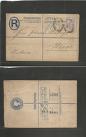 Great Britain - Stationery. 1892 (10 Nov) London, Throgmorton Avenue - Austria, Wien. Registered 2d Blue Stat Env + 5d P - Altri & Non Classificati