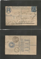 Great Britain - Stationery. 1893 (Aug 23) London W. C - Switzerland, Luzerne (24 Aug) Reegistered 2c Blue QV Stat Env +  - Autres & Non Classés