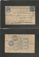 Great Britain - Stationery. 1893 (Aug 23) London W. C - Switzerland, Luzerne (24 Aug) Reegistered 2c Blue QV Stat Env +  - Altri & Non Classificati