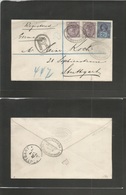 Great Britain. 1895 (27 July) London - Germany, Stuttgart (29 July) Registered Multifkd Envelope. Lovely Usage. - Other & Unclassified