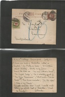 Great Britain - Stationery. 1896 (July 23) Devonport - Switzerland, Lausanne 1/2d Brown Stat Card, Taxed + Swiss P. Due, - Autres & Non Classés