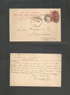 Great Britain - Stationery. 1896 (Aug 7) West Hartlepool - Norway, Dramen (11 Aug) 1d Red Stat Card, Cds + 029 Grill. Fi - Autres & Non Classés