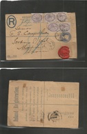 Great Britain - Stationery. 1901 (27 Febr) London - Spain, Madrid (2 March) Registered 2d Blue Stat Env + 5 Adtls (1d Li - Other & Unclassified