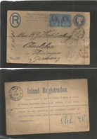 Great Britain. 1901 (18 Nov) Woolwich, Albion Rd - Germany, Oldisleben (20 Nov) Registered 2d Blue Stat Env + 2 Adtls Cd - Other & Unclassified