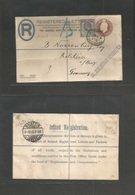 Great Britain - Stationery. 1903 (1 Dec) London - Germany, Bilstein (3 Dec) 1d + 2d Brown Registered Stat Env + Adtl 1 1 - Other & Unclassified