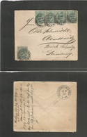 Great Britain - Xx. 1904 (11 Sept) Preston - Claussmitzi, Germany (13 Sept) Multifkd Env 1/2d KEVII (X5) Cds. Fine. - Other & Unclassified