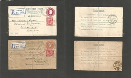 Great Britain - Stationery. 1921-23. London, Queen Victoria St - Germany, Berlin. 2 Registered 4 1/2d Red + 5d Vermilion - Andere & Zonder Classificatie