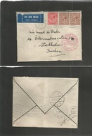 Great Britain - Xx. 1930 (16 Oct) London - Sweden, Stockholm (19 Oct) Via Berlin (17 Oct) Air Multifkd Envelope, Tied Ai - Otros & Sin Clasificación