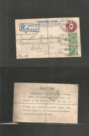 Great Britain - Stationery. 1931 (24 Sept) Queen Victoria St - Germany, Berlin (25 Sept) Registered 4 1/2d Red-rose Stat - Autres & Non Classés