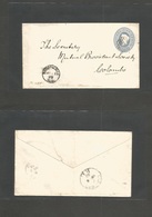 Bc - Ceylon. 1892 (Nov 1) Padiapalelle - Colombo 5c Grey Blue Stat Envelope, Cds. Fine Used. - Other & Unclassified