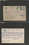Greece. 1922 (9 May) Salonique - Germany, Osberghausen. 5 Lepto Blue / Grey Stat Card + 2 Adtls, Cds. Fine Used. - Sonstige & Ohne Zuordnung