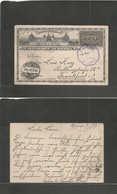Guatemala. 1897 (7 May) Hicacao, Senahui - Germany, Frankfurt (30 May) 3c Illustrated Half Doble Stat Card. VF Origin Ra - Guatemala