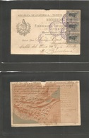 Guatemala. 1906 (21 Febr) Agencia Postal OBISPO, Dept Esquintla - Spain, Barcelona. Early Illustrated Multifkd Ppc. Rari - Guatemala