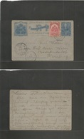 Haiti. 1903 (14 Oct) Port De Paix - Germany, Hamburg (4 Nov) 1c Blue Stat Card + 2c Red Adtl, Cds. Very Scarce Village O - Haïti