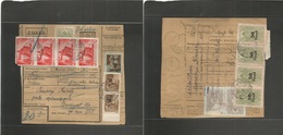 Hungary. 1946 (13 Oct) Jaszbereny - Budapest. Inflation Period. Multifkd State Card. Ovptd Issues + Fiscals Cds. Fine. - Otros & Sin Clasificación