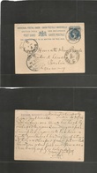 India. 1894 (28 July) Woriur, Trichinopoly - Germany, Berlin (20 Aug) 1 Am Ovtpd Stat Card. Via Bombay - Sea. - Other & Unclassified