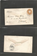 India. 1907 (12 June) Ranchi - Colmar, Alsace. France / Germany (30 June) 6 Anna Orange Stat Env. Sea PO Office Reverse  - Altri & Non Classificati