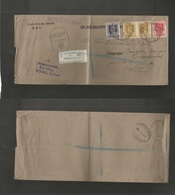 India. 1942 (15 Sept) Bombay GPO - England, Sussex (25-26 Nov) OHMS Registered Multifkd Usage Envelope "IT Office. NRRC" - Other & Unclassified