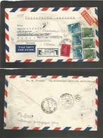 Israel. 1957 (1 Oct) Tel Aviv, Jaffa - Germany. Registered Express Mail Service Airmail Multifkd Envelope. VF + 2 Specia - Autres & Non Classés