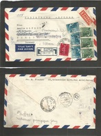 Israel. 1957 (1 Oct) Tel Aviv, Jaffa - Germany. Registered Express Mail Service Airmail Multifkd Envelope. VF + 2 Specia - Other & Unclassified