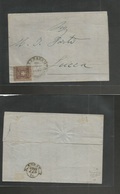 Italian States - Tuscany. 1860 (20 Oct) Tetrasanta - Lucca (21 Oct) EL Full Text Fkd 10c Dark Brown Full Margins With "p - Unclassified