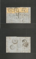 Italy Lombardy - Venetia. 1861 (15-16 July) Venezia - Noja, Bari, Via Genova - Napoli Postal (28 July) EL Multifkd 3c Ye - Non Classés