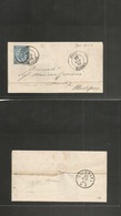 Italy. 1865 (25 June) Jesi, Marche - Montifano. 20c Ovptd Blue Stamp (type III), Tied Cds, Also Alongside Via Macerata.  - Unclassified