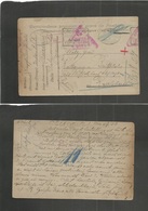 Italy - Xx. 1918 (4 Aug) POW. Czech - Austrian Internee Mail On FM Card Usage To Karlshad, Bohemia. Several Cachet. Fine - Unclassified