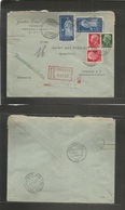 Italy - Xx. 1937 (30 Nov) Trieste - Germany, Dresden (2 Dec) Registered Multifkd Env. Comm Stamps. Giotto + Fine. - Ohne Zuordnung