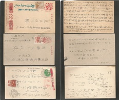 Japan. C. 1952-3. 3 Local Early Post War Stationary Cards + Two With Adtls. Vf Group. - Autres & Non Classés