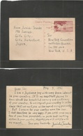 Japan. 1952 (5 May) Gifu City - USA, NYC. 14 Sen Red Stat Card. Fine Used + Scarce. - Andere & Zonder Classificatie