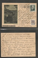 Latvia. 1937 (14 Oct) Skreberi Local Baltia Usage. Illustrated Fkd Stat Card + Taxed + Long Aux Mns Explanation + Arriva - Lettonie