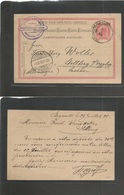 Lebanon. 1898 (26 July) Austria Levant Post Office. Beyrouth - Germany, Stollberg (4 Aug) 20p/5kr. Rose Stat Card, Comer - Libano