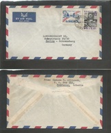 Liberia. 1955 (May 11) Monrovia - Germany, Berlin. Air Multifkd Env. UNO Issue Anniv. - Liberia