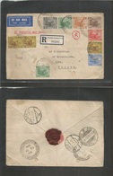 Malaysia. 1934 (21 Dec) Kuala Lumpur - Poland, Lodz (1 Jan 35) Registered Multifkd Envelope. Via Singapore - Venezia (31 - Malesia (1964-...)