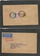 Malaysia. 1936 (8 Sept) Pennang - USA, NYC. Air Multifkd Env. Mixed Issues Malaya + St. Settlements, Cds. Fine. - Maleisië (1964-...)