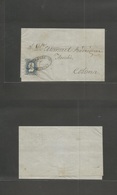 Mexico. 1876 (20 Oct) Sayula - Colima. E Fkd 25c Blue 1874 Issue, C. Guzman District Name, 54-76 Consign Tied Oval Cache - México