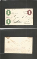Mexico - Stationery. 1882. Zacatecas - Villanueva. Triple Print 5c Lilac + 10c Green (x2), Violet District Name + 282 Co - Mexico