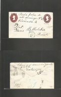 Mexico - Stationery. 1883 (5 Marzo) Pachuca - DF Mexico (6 Marzo) Doble Print 5c Brown + 5c Lilac (!!) District Name + 2 - México