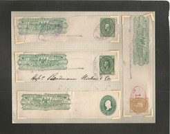 Mexico - Stationery. C. 1886. Wells Fargo Stationaries. 4 Fragments Incl Diff Issues. One With Better US 2 Cts Green In  - Mexique