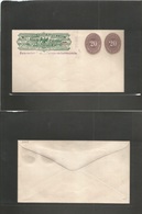 Mexico - Stationery. 1886. Mint Stat Env Revalidated 70 Ctvos. Wells Fargo + 20c Lilac (x2) Large Numeral. VF. - México