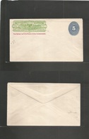 Mexico - Stationery. C. 1887. Wells Fargo Yellow Green 15 Ctvo + 5c Blue Large Numeral Stationery Envelope Mint. Scarce  - Mexiko