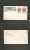Mexico - Stationery. C, 1887. Well Fargo Stat Env + 20c Red Numeral (x2) Different Color Shades), Revalidated "Precio 60 - Mexico